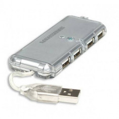 Hub USB Manhattan cu 4 porturi argintiu foto