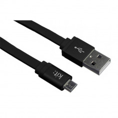Cablu de date Kit MicroUSB plat negru 1metru foto
