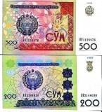 SV * Uzbekistan LOT 200 SUM 1997 + 500 SUM 1999 UNC