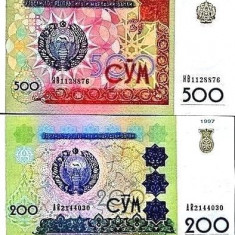 SV * Uzbekistan LOT 200 SUM 1997 + 500 SUM 1999 UNC