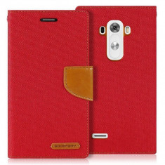 Husa Flip Cover Goospery Canvas Diary Red Camel pentru LG G3 foto