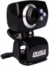 Camera web 4World 2 Mpx USB 2.0 iluminareLED cu microfon black foto