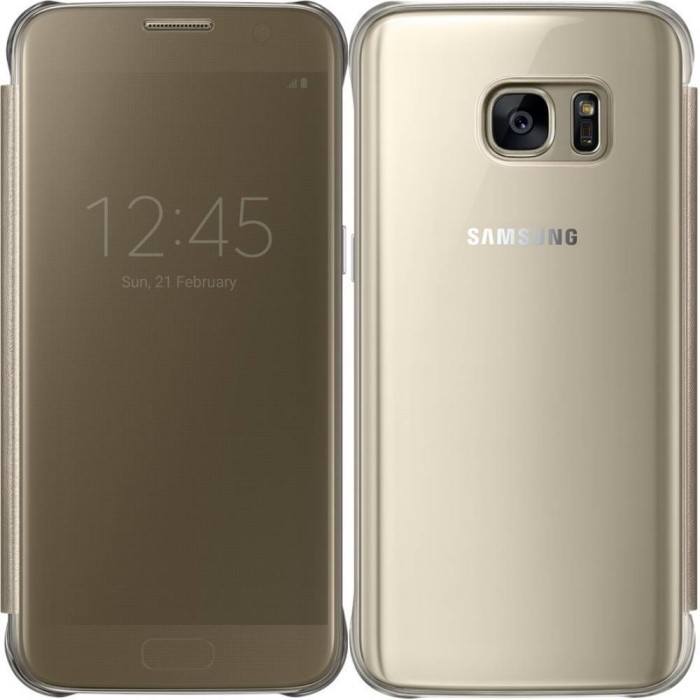 Husa Clear View Samsung pentru Galaxy S7 G930 Auriu foto mare Husa Clear View Samsung pentru Galaxy S7 G930 Auriu foto mare