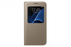 Husa S-View Samsung pentru Galaxy S7 G930 Auriu foto