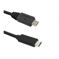 Qoltec Cablu USB 3.1 type C Male - Micro USB 2.0 Male 1m Black foto