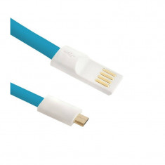 Qoltec Cablu USB Male - Micro USB Male 1m Flat Blue foto