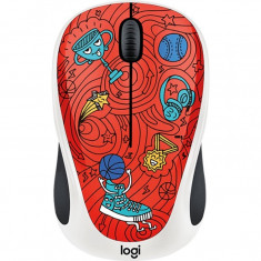 Mouse wireless Logitech M238 Doodle Collection , Fara Fir , Optic , 1000 DPI , Champion Coral foto