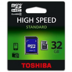 Card Toshiba Micro SDHC 32GB Clasa 4 + Adaptor SD SD-C32GJ foto