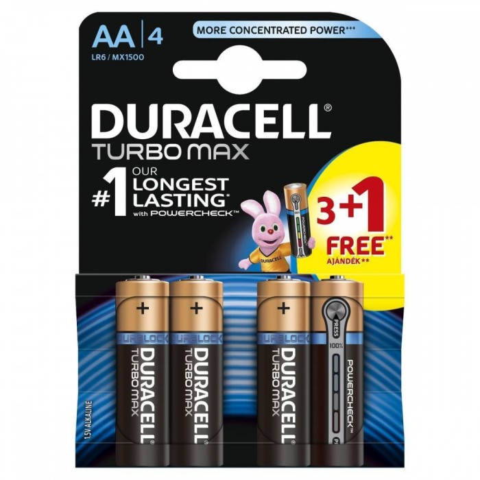 Baterie Duracell Turbo Max AA LR06 3+1 gratis Negru foto mare Baterie Duracell Turbo Max AA LR06 3+1 gratis Negru foto mare