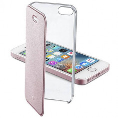 Husa Flip Cover Cellularline CLEARBOOKIPH5P Agenda Clear Roz pentru Apple iPhone SE foto