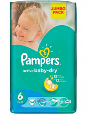 Scutece PAMPERS Active Baby 6 ExtraLarge Jumbo Pack 54 buc foto