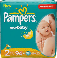 Scutece PAMPERS New Baby 2 Mini Jumbo Pack 94 buc foto
