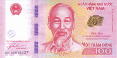 Bancnota Vietnam 100 Dong 2016 - P125 UNC ( comemorativa ) foto