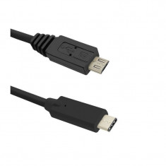 Qoltec Cablu USB 3.1 type C Male - Micro USB 2.0 Male 1.5m Black foto