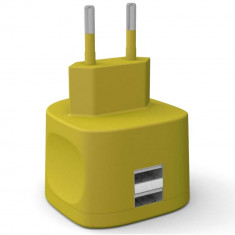 Incarcator retea Kit Fresh Dual USB Ultra Fast Charge Yellow foto