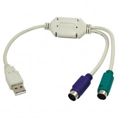 Adaptor Logilink AU0004A 1x USB 1.1 Male - 2x PS/2 Female 0.30m alb foto