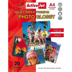 Hartie foto ActiveJet 20 coli A4 Premium Glossy 200g foto