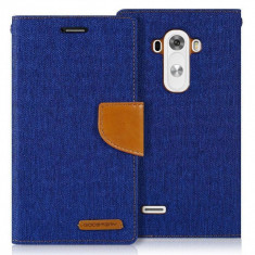 Husa Flip Cover Goospery Canvas Diary Blue Camel pentru LG G3 foto