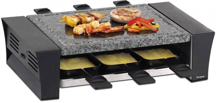 Racleta si grill simplu combinat Trisa Raclettino 6 1200W 6 tavi Neagra foto mare Racleta si grill simplu combinat Trisa Raclettino 6 1200W 6 tavi Neagra foto mare
