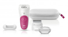 Epilator Braun SE5-547 Wet &amp;amp; Dry 28 de pensete Alb/Roz + Cadou husa protectie foto