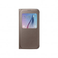 Husa Flip Cover Samsung EF-CG920PFEGWW S-View Cover Gold pentru Samsung G920 Galaxy S6 foto