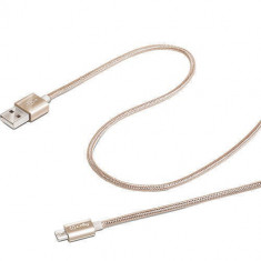 Cablu de date Celly USBMICROTEXGD Textile microUSB - USB auriu foto