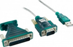 4World Adaptor USB la Serial DB9M paralel DB25M - OEM foto