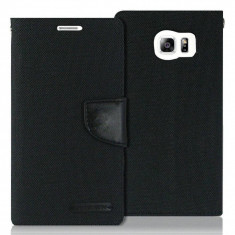 Husa Flip Cover Goospery Canvas Diary Black Camel pentru Samsung Galaxy S6 foto