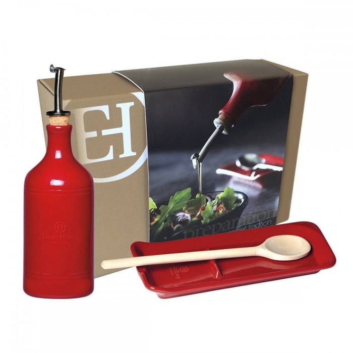 Dozator ulei Emile Henry 0.45 l plus Suport lingura 22.5 cm Red Lacquered foto mare Dozator ulei Emile Henry 0.45 l plus Suport lingura 22.5 cm Red Lacquered foto mare