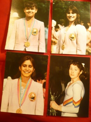 Set 4 Ilustrate - Membre ale Echipei Nationale de Gimnastica - Medaliate foto