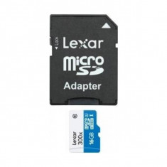 Card Lexar microSDHC 16GB Clasa 10 UHS-I cu adaptor SD foto