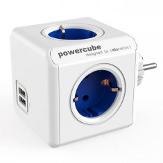 Priza Allocacoc 1202BL/DEOUPC Power Cube Original 4 prize 2x USB albastra foto