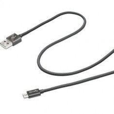 Cablu de date Celly USBMICROTEXBK Textile USB - microUSB Black foto