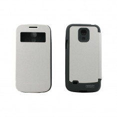 Husa Flip Cover Goospery YPSAMGS4MALB WOW Bumper View alba pentru Samsung Galaxy S4 Mini I9190 foto