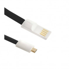 Qoltec Cablu USB Male - Micro USB Male 0.5m Flat Black foto