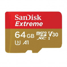 Card Sandisk Extreme microSDXC 64GB 100Mbs A1 Clasa 10 V30 UHS-I U3 GoProcu adaptor SD foto