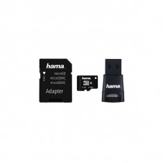 Card Hama microSDHC 32GB 22 Mbs Clasa 10 cu adaptor SD si card reader USB foto