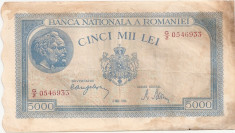 ROMANIA 5000 LEI MAI 1944 F foto