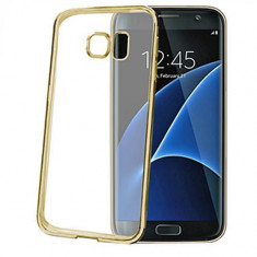 Husa Protectie Spate Celly BCLS7EGD Bumper Auriu Samsung pentru Galaxy S7 Edge foto