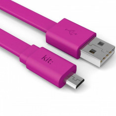 Cablu de date Kit 8600USBFRESHPI Fresh microUSB LED 1m roz foto