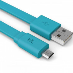 Cablu de date Kit 8600USBFRESHBL Fresh microUSB LED 1m albastru foto