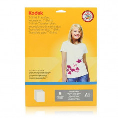 Hartie transfer termic Kodak 5 coli A4 pentru textile albe foto