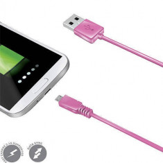 Cablu de date Celly USBMICROP microUSB - USB 1m roz foto