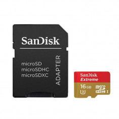 Card Sandisk Extreme microSDHC 90Mbs UHS-I U3 16GB Clasa 10 cu adaptor SD foto