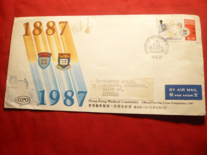 Plic FDC - 100 Ani servicii medicale 1987