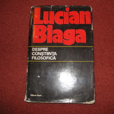 Despre constiinta filosofica - Lucian Blaga