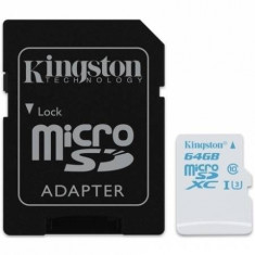 Card Kingston 64GB microSDXC UHS-I U3 Action Card, 90R/45W + SD Adapter foto