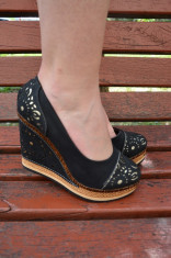 Pantof cazual, de culoare neagra, cu platforma si talpa intreaga (Culoare: NEGRU, Marime: 39) foto