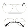 Ochelari lentila transparenta rama argintie unisex model retro, Aviator