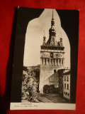 Ilustrata Sighisoara - Turnul cu Ceas ,inceputul anilor &#039;50, Circulata, Fotografie